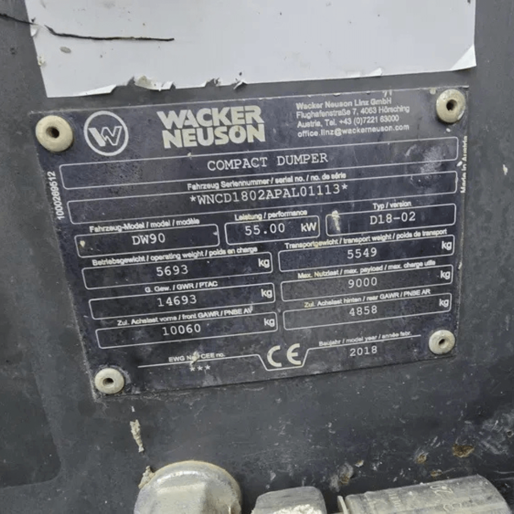 Wozidło Budowlane Wacker Neuson DW90 9 TON - 2018r. - obrazek 15